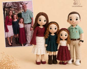 Custom Family Doll From Photo, Custom Crochet Family Doll, Personalized Family Portrait, Gift For Parents, Family Gift, Family Memory Gift