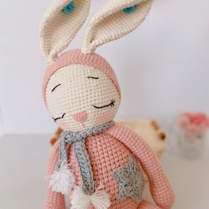 BIG DOLL, Crochet Doll Bunny Pink Color, Handmade Baby Sleeping Rabbit, Amigurumi Doll, Knit Doll, Handmade Toys For Children, Best Price image 3