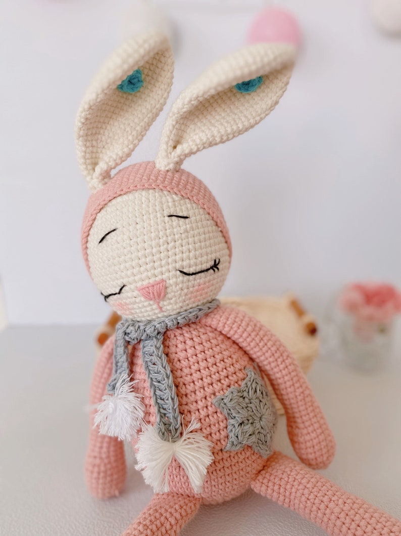 BIG DOLL, Crochet Doll Bunny Pink Color, Handmade Baby Sleeping Rabbit, Amigurumi Doll, Knit Doll, Handmade Toys For Children, Best Price image 3