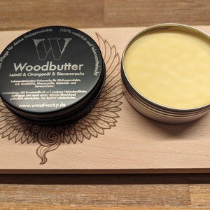 Premium wood butter from Woodworky natural and food-safe protection for cutting boards, furniture, solid wood and wooden surfaces image 1