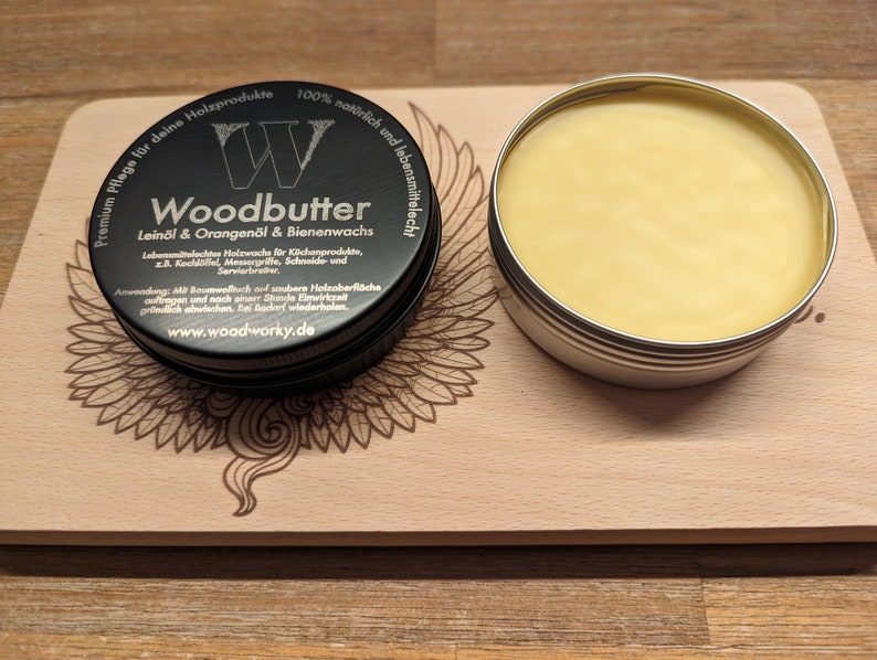 Premium wood butter from Woodworky natural and food-safe protection for cutting boards, furniture, solid wood and wooden surfaces image 1