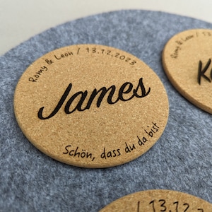 name tag | coasters | Mug coasters | place card | guest gift | personalized | cork | wedding | table decoration