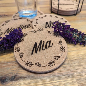 name tag | coasters | Mug coasters | place card | guest gift | Glass Coaster Personalized | cork | Wedding