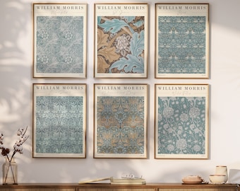 William Morris utställningskonsttryck, set om 6 (digital nedladdning)