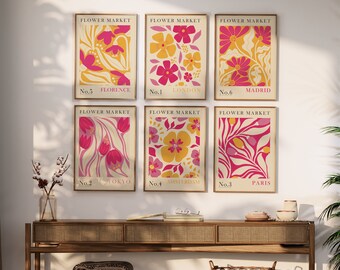 Flower Market City Print Set, Botanical Gallery Wall Art (Digital Download)
