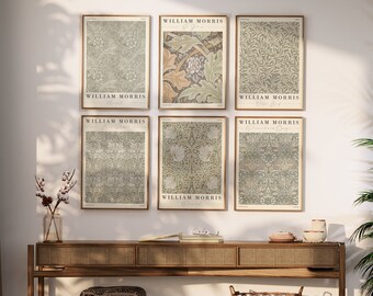 William Morris konstutställningstryck, set med 6, moderna konstaffischer (digital nedladdning)