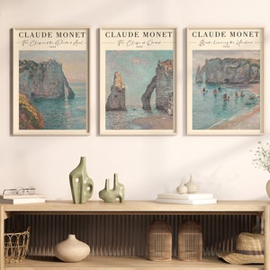 Claude Monet Art Exhibition Print Set of 3 Posters, Digital Download, Modern Art Prints