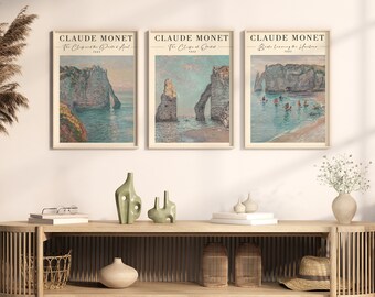 Claude Monet Art Exhibition Print Set of 3 Posters, Digital Download, Modern Art Prints