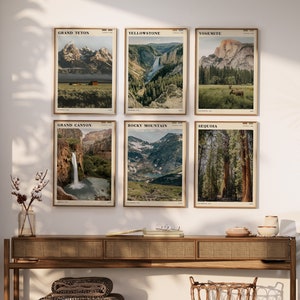 Set aus 6 Nationalparks Rocky Mountain Print Yosemite Yellowstone Grand Teton Sequoia Prints für die Heimdekoration