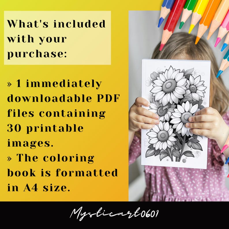 Sunflower Coloring Book for Adults and Teens, 30 Grayscale Coloring ...