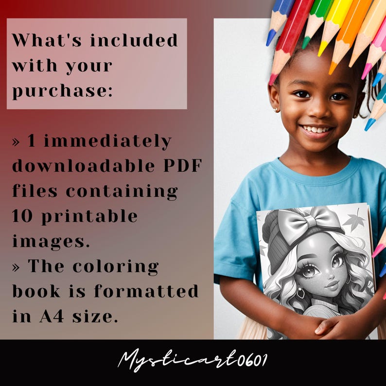 Cute Autumn Fashion Girl Mini Coloring Book 10 Page Grayscale