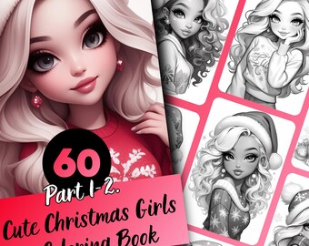Christmas Girls Coloring Book – 60 Page Holiday Illustrations (PDF)