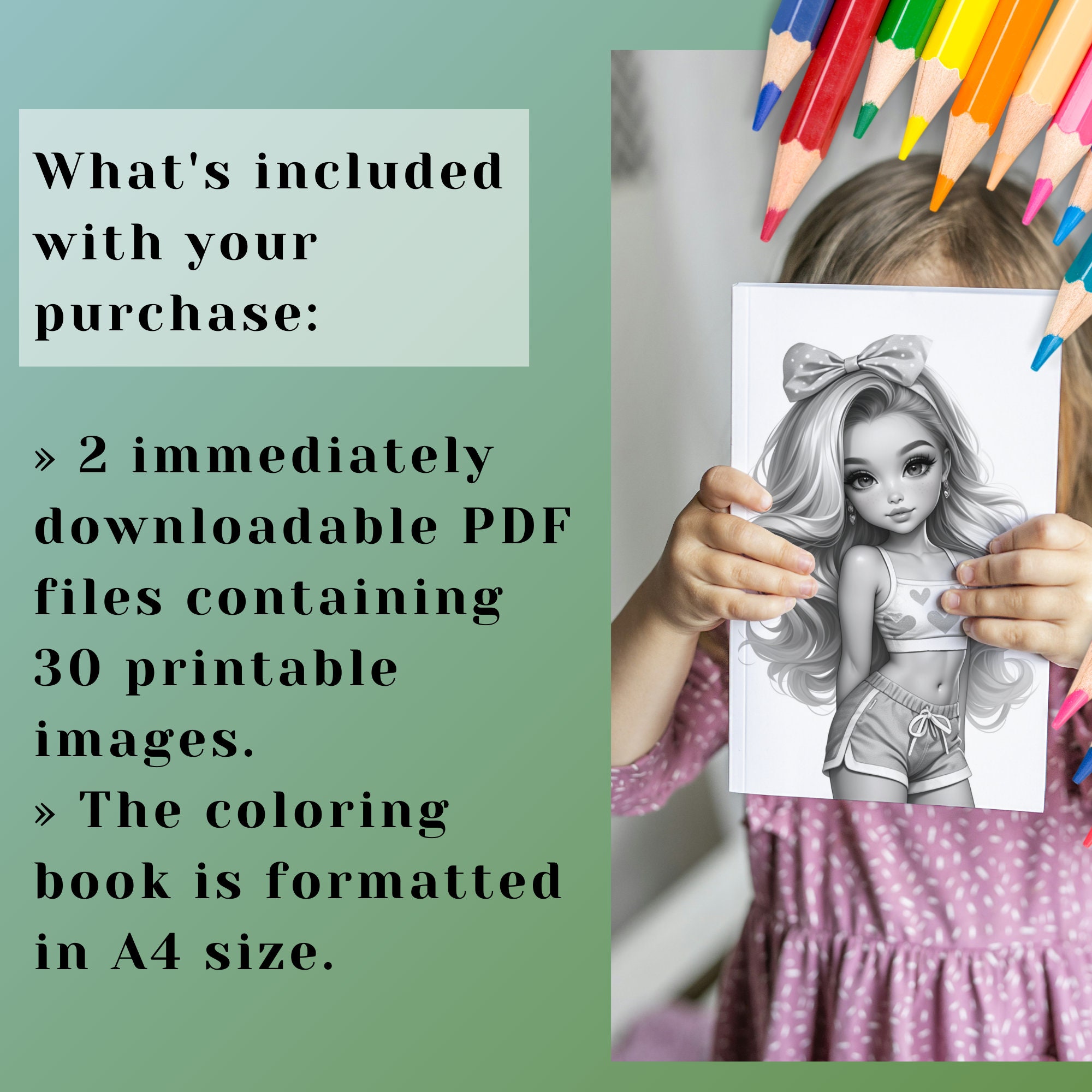 Cute Shorts Fashion Girl Coloring Book, 30 Pages of Featuring Adorable ...