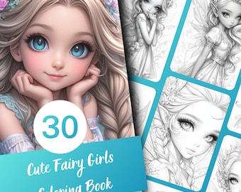 Libro para colorear de hadas en escala de grises: 30 páginas (descarga en PDF)