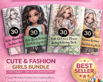 Fashion Girl kleurboek voor volwassenen en tieners, 120 mangakleurplaten, afdrukbare pdf direct downloaden