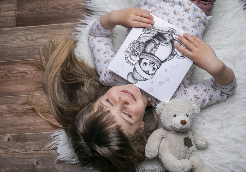 Cute Christmas Penguin Coloring Book, Coloring Featuring Adorable Penguins in Winter Attire for Kids & Adults, Printable PDF