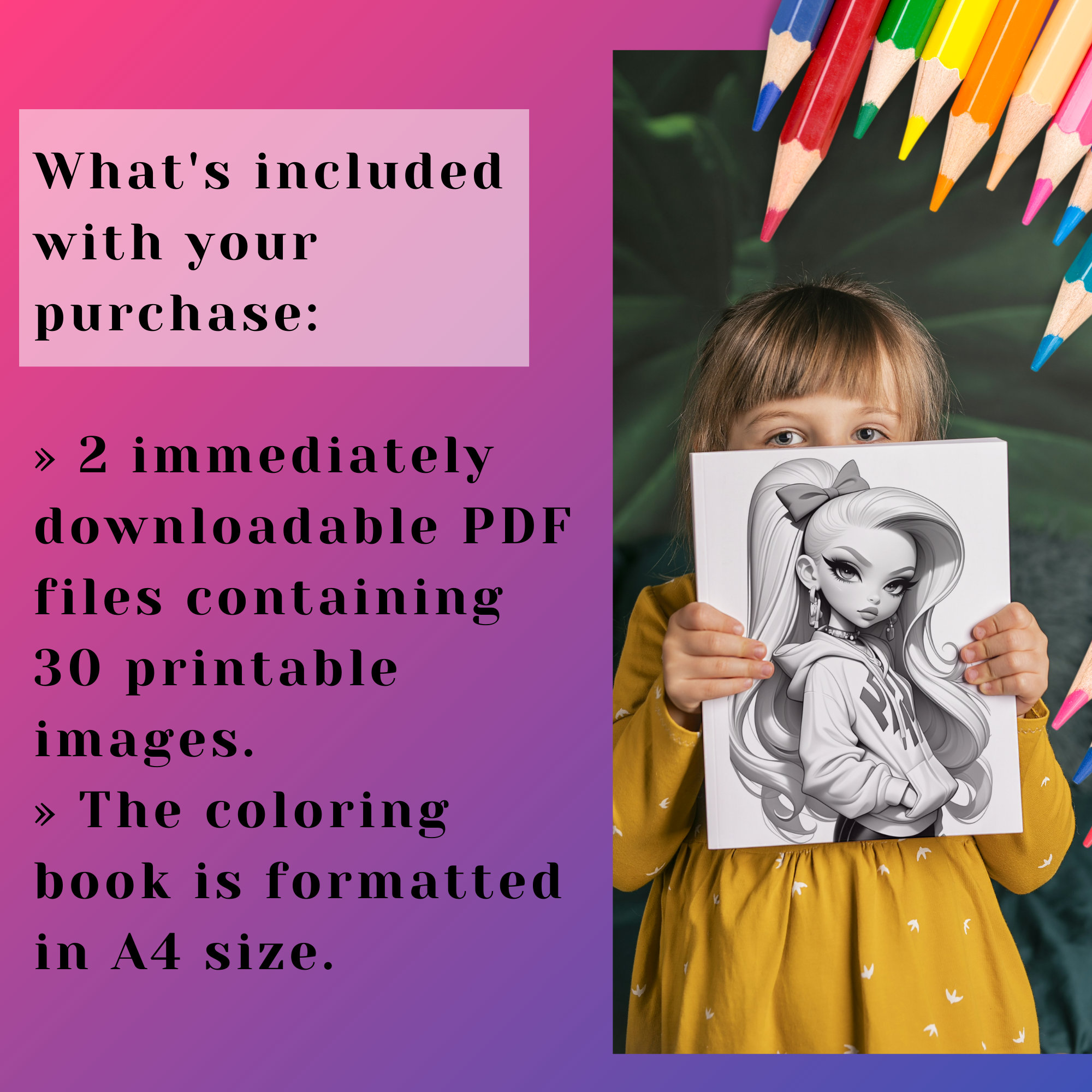 Girls Grayscale Coloring Book – 30 Page Fashion Illustrations (PDF - Etsy
