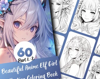 アニメエルフガールぬりえ – 60ページの肖像画コレクション（印刷可能なPDF）