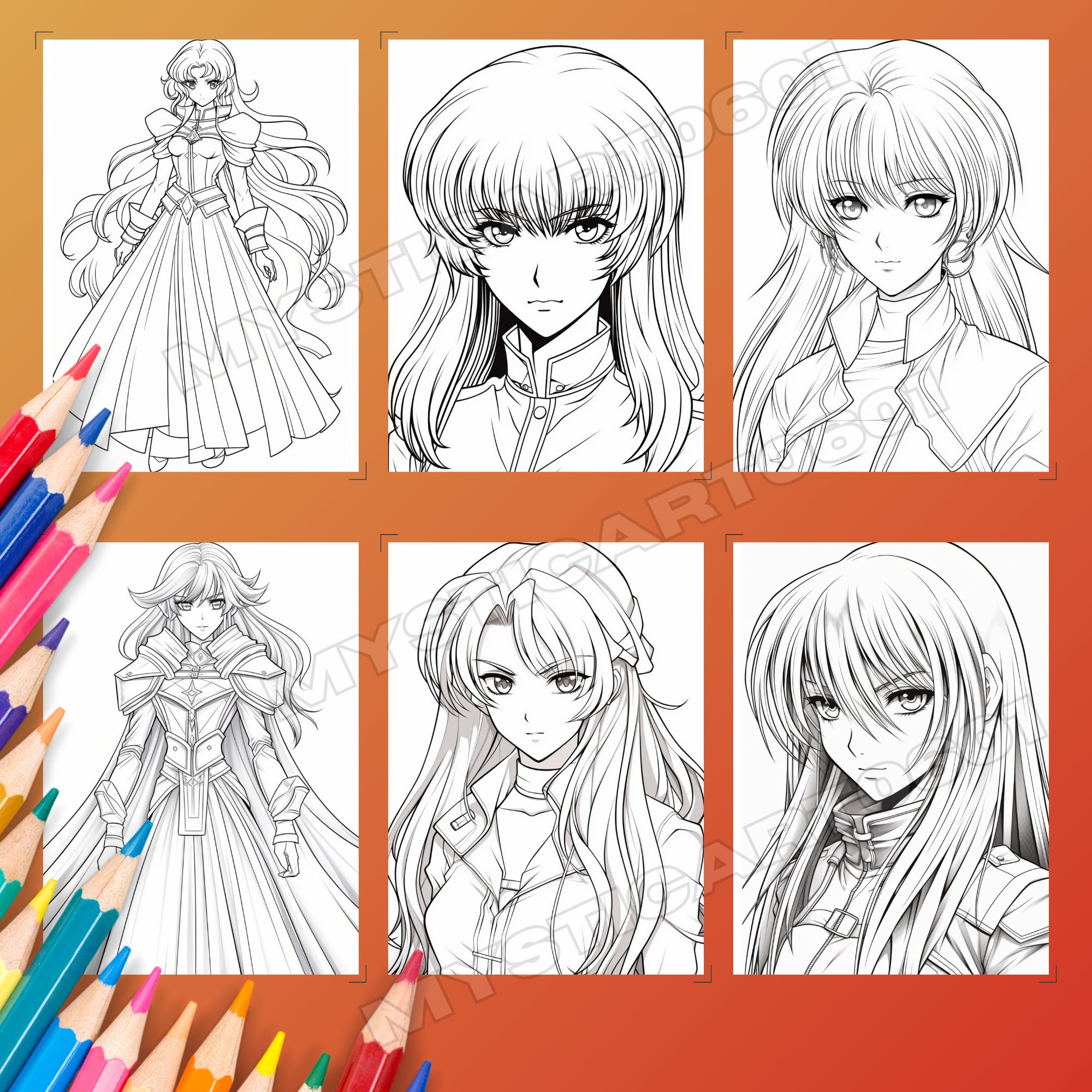 Retro Anime Manga Girl Coloring Book, 30 Pages of Retro Anime Girl ...