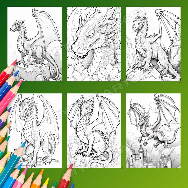 This grayscale Dragon Coloring Book features 30 detailed pages for kids and adults to enjoy. Delivered as an instantly downloadable printable coloring PDF, it is ideal for fantasy coloring lovers, especially fans of House of the Dragon and Dungeons and Dragons. Perfect for adults dragon fans and kids dragon pages alike, it includes dragon art, DND coloring themes, fantasy dragon art, mythical creatures, and offers a relaxing detailed coloring experience. This dragon coloring PDF.