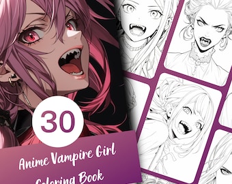 Anime Vampire Girl Coloring Book – 30 Page Printable Illustrations (PDF)