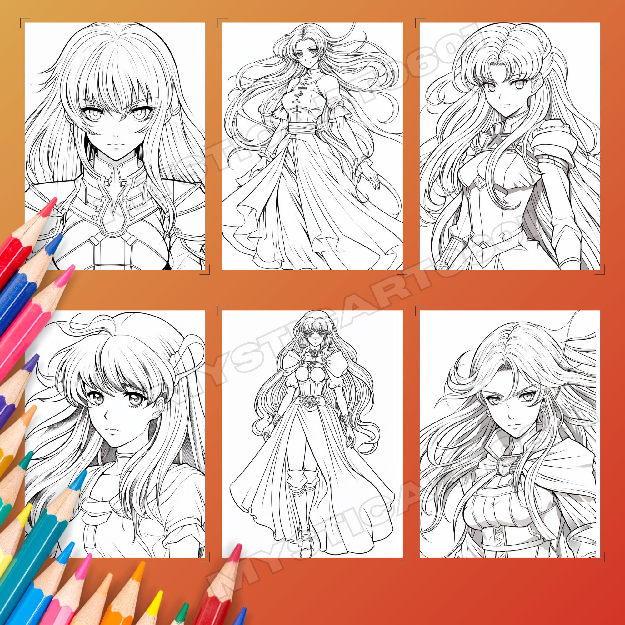 Retro Anime Manga Girl Coloring Book, 30 Pages of Retro Anime Girl ...