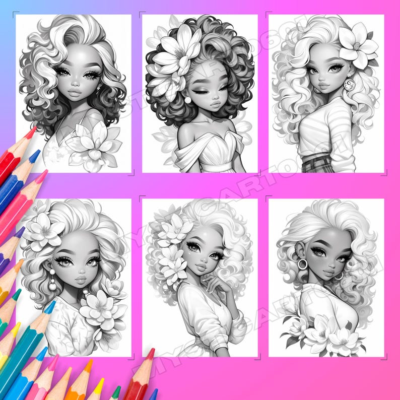 Magnolia Flower Girl Coloring Book Part 2 – 30 Page Grayscale ...
