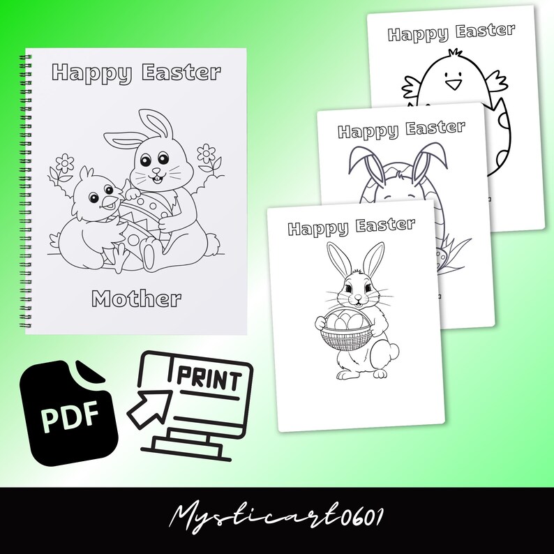 easter coloring, greeting card, coloring sheet, easter gifts, easter card, printable easter, easter for kids, coloring pictures, kids coloring book, instant download, grandparents card, easter greeting, personalized card
