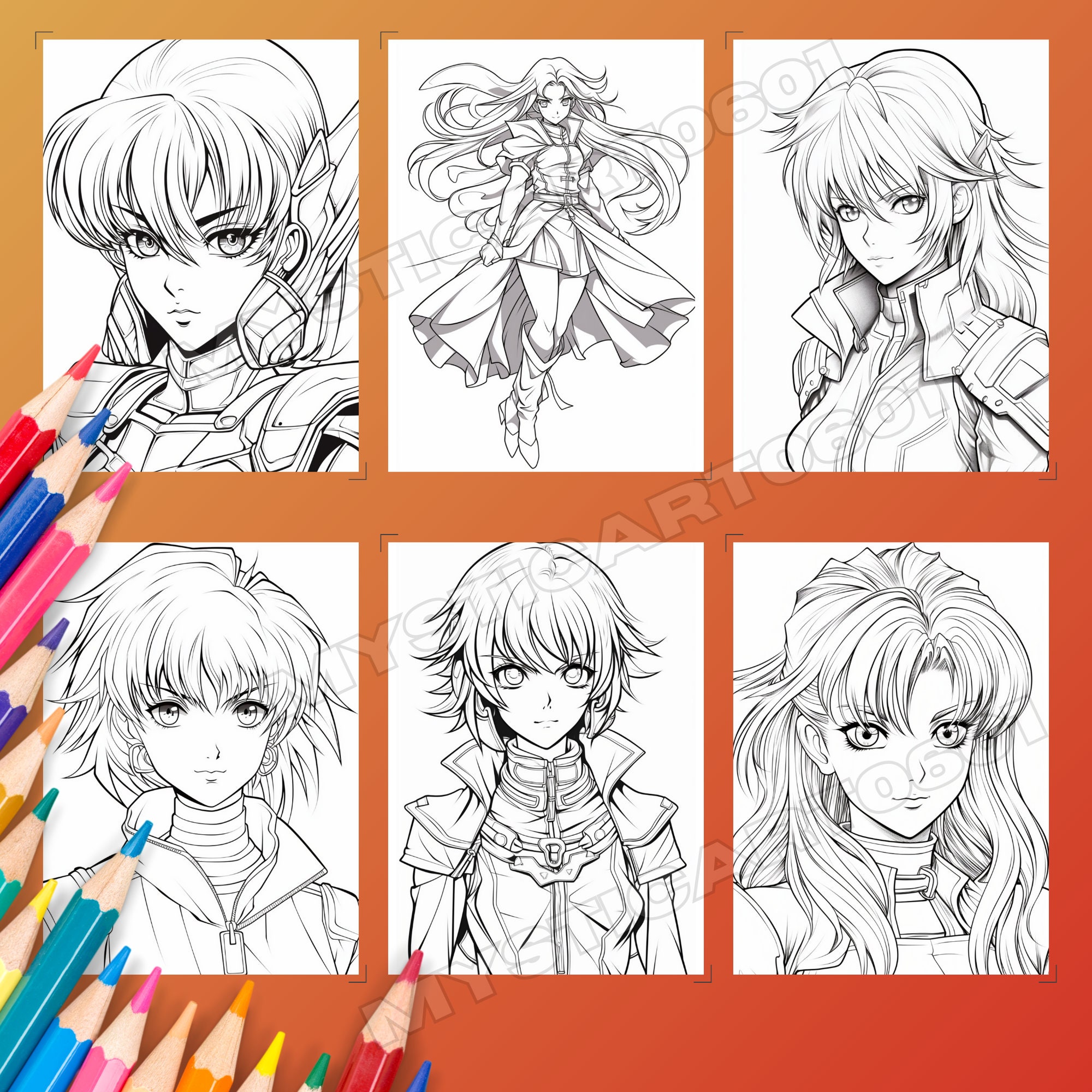 Retro Anime Manga Girl Coloring Book, 30 Pages of Retro Anime Girl ...