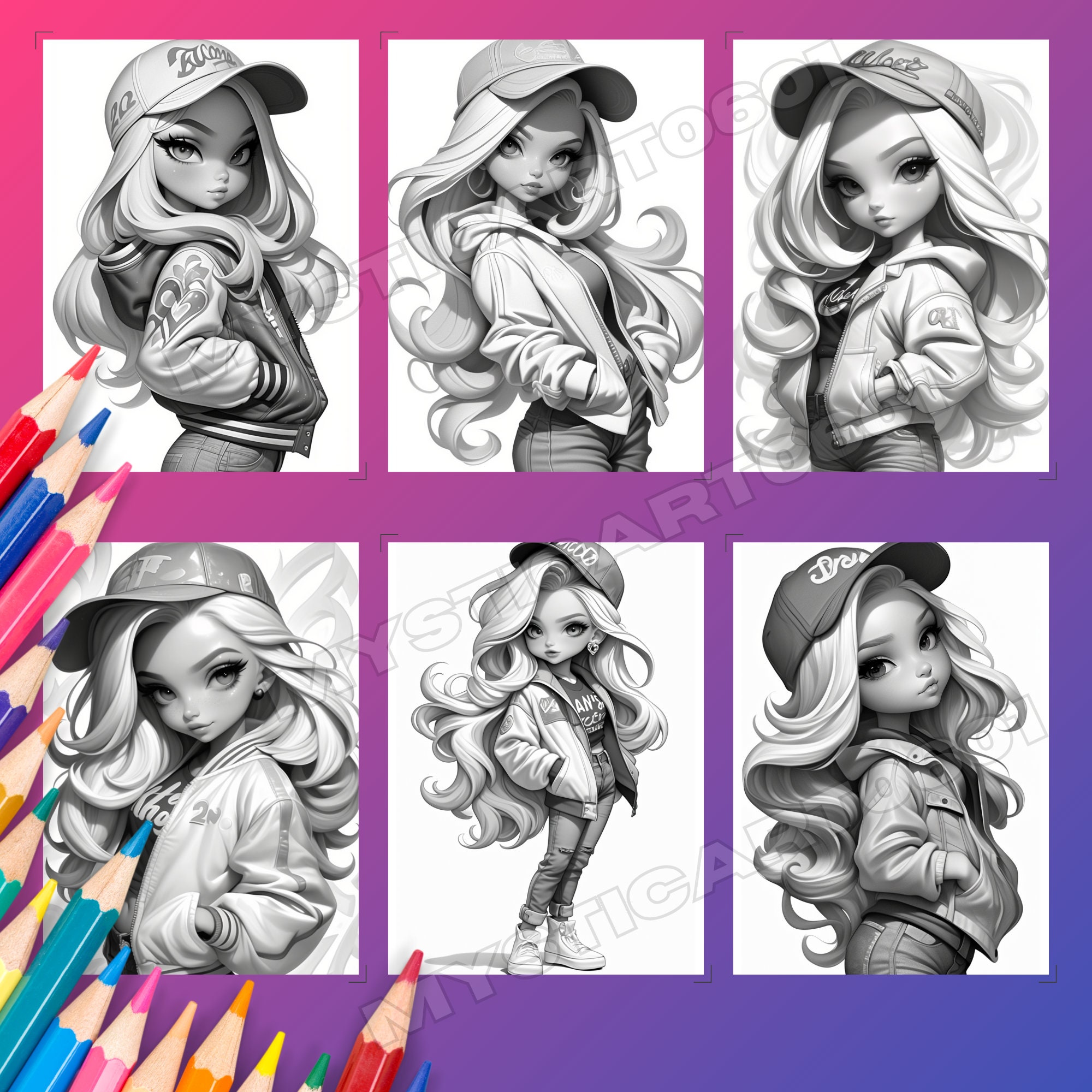 Girls Grayscale Coloring Book – 30 Page Fashion Illustrations (PDF - Etsy