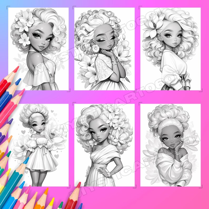 Magnolia Flower Girl Coloring Book Part 2 – 30 Page Grayscale ...