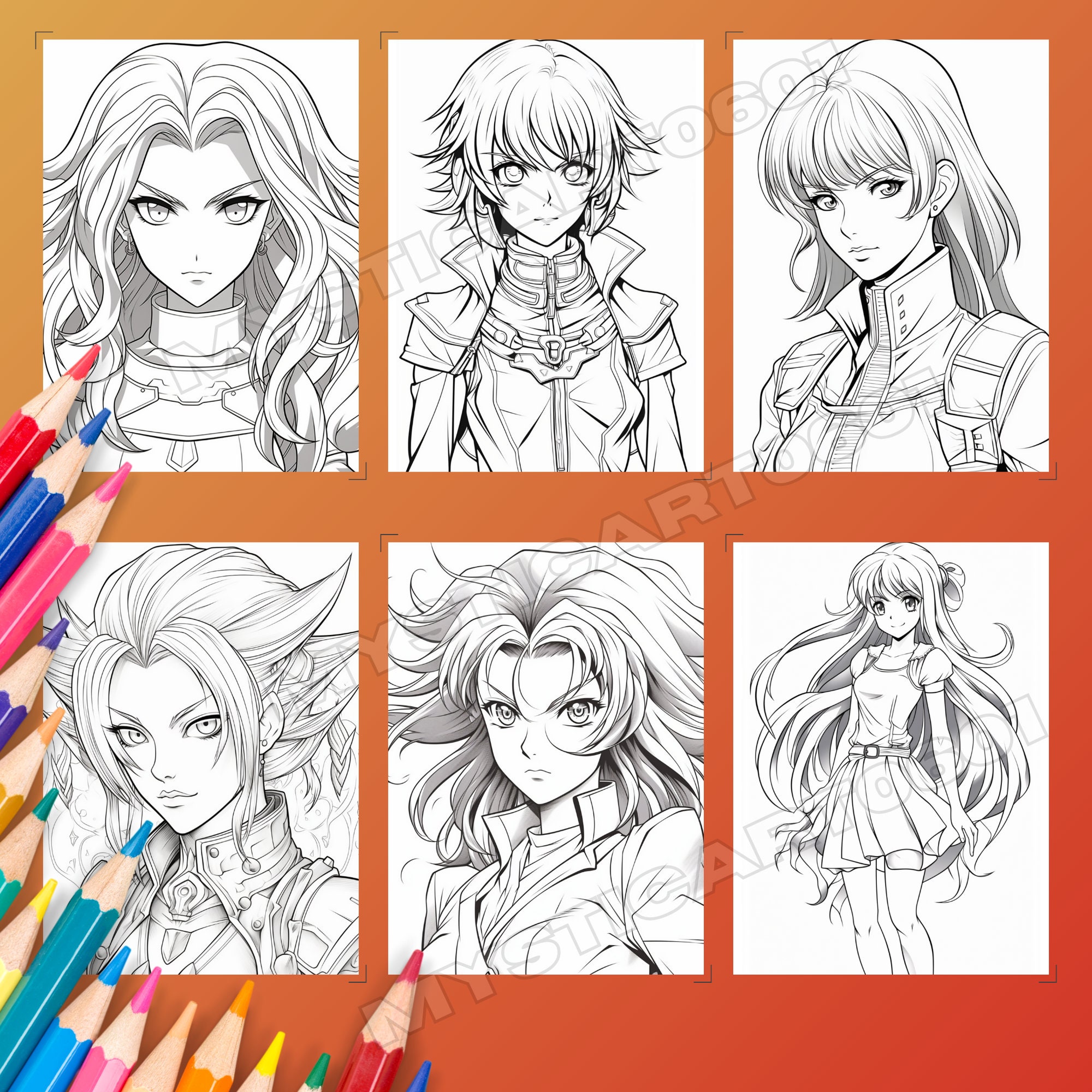 Retro Anime Manga Girl Coloring Book, 30 Pages of Retro Anime Girl ...