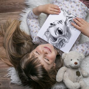 Cute Lady in the Rose Garden Coloring Book, Cute Lady in a Beautiful Rose garden, Grayscale Coloring Book for Kids and Adults, Instant Download, Printable PDF