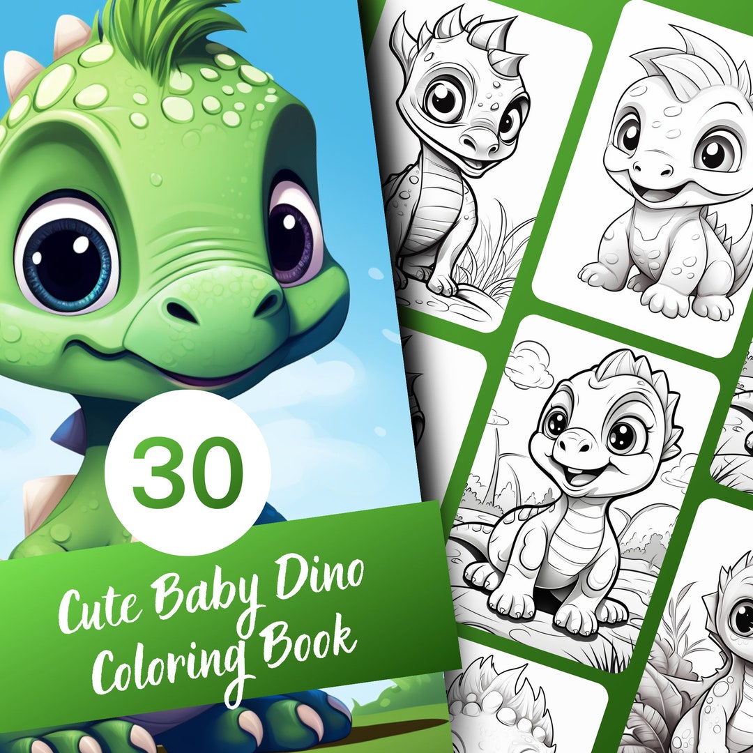 Baby Dino Coloring Book for Adults and Teens, 30 Cute Coloring Pages ...