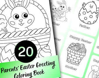 Pages de coloriage mignonnes - Livre de coloriage de Pâques pour adultes et adolescents, 20 pages, PDF imprimable à télécharger instantanément