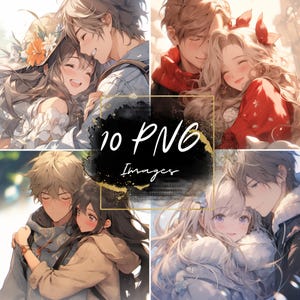 Anime Liebespaar Digital Art Pack - 10 PNG-Bilder für kreative Projekte, Profilbilder, Hintergrundbilder, kommerzielle Nutzung