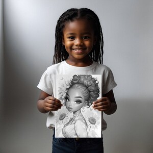 Cute Sunflower Girl Coloring Book Part 3. - 30 Page Grayscale Coloring ...