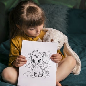 Baby Dragons Coloring book, Baby Dragon Coloring Book for Kids and Adults, Instant Download, Printable PDF, Grayscale Coloring Pages