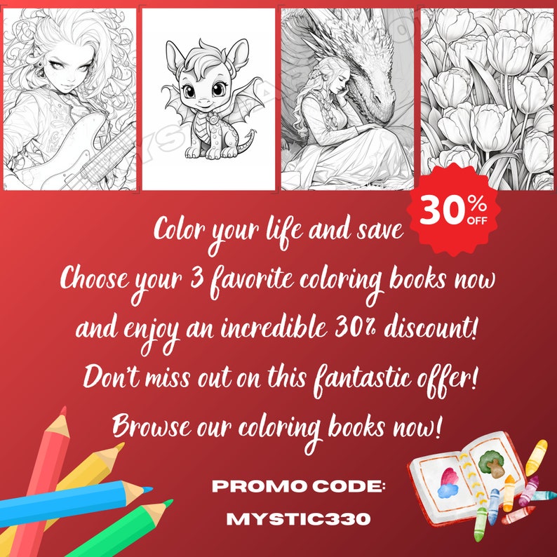Cute Girl's Birthday Coloring Book - 30 Page Grayscale Coloring Book for Kids and Adults, Instant Download, Printable PDF
