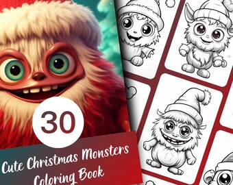 Weihnachtsmonster Malbuch - 30-seitiges druckbares PDF (Instant Download)