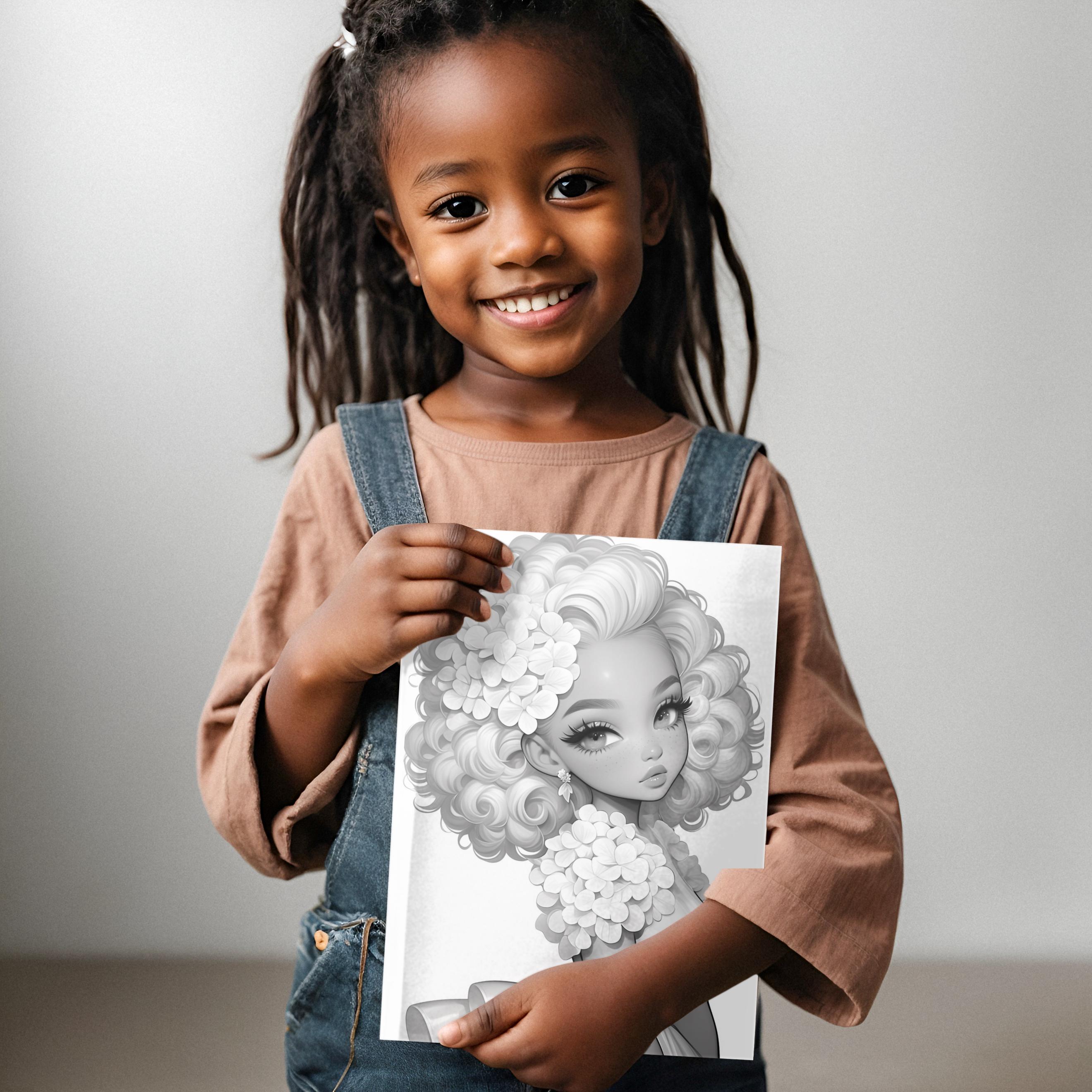 Hydrangea Girls Coloring Book - 10 Page Grayscale Mini Book (printable ...