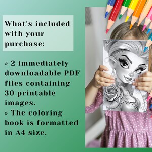 Cute Lady in the Rose Garden Coloring Book, Cute Lady in a Beautiful Rose garden, Grayscale Coloring Book for Kids and Adults, Instant Download, Printable PDF