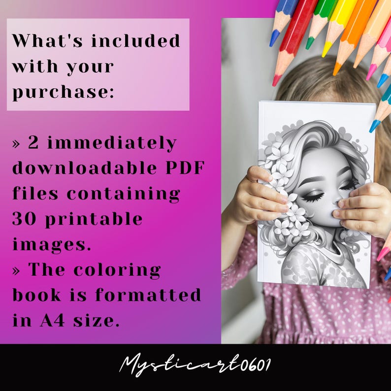 Hydrangea Girl Grayscale Coloring Book – 30 Page Printable (PDF) - Etsy