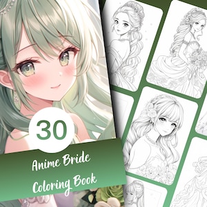 Kolorowanka Anime Bride - 30-stronicowa kolorowanka Anime dla dzieci i dorosłych, natychmiastowe pobranie, wydruk w formacie PDF