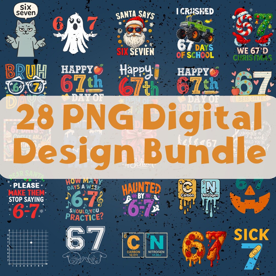 28 PNG Digital Design Bundle – 67th Anniversary Celebration | Printable ...