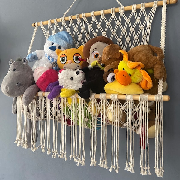 Spielzeug-Hängematte. Süße Boho Aufbewahrung. Boho Obst Hängematte. Shelf-Hängematte. Boho Dekor, Mädchen Kinderzimmer, Jungen Kinderzimmer Idee, Obsthängematte, Öko-Baumwolle