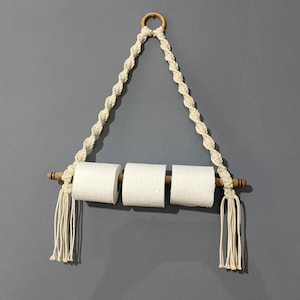 Cabide de macramê, porta-toalhas de papel, presentes de inauguração de casa, organização boho, presente para casa nova, rolo de papel higiênico de macramê, decoração de banheiro infantil H56