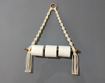 Makramee Aufhänger, Aufhänger für das Badezimmer, Einweihungsparty Geschenke, Boho Organisation, Geschenk für Neues Zuhause, Makramee Toilettenpapierrolle, Badezimmer Dekor H56