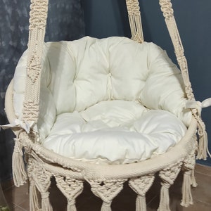 Macrame Swing, Macrame Hammock Chair, Macrame Round Swing, Hanging Cotto Macrame Hammock Chair, Macrame Swing Chair, Macrame handmade Swing