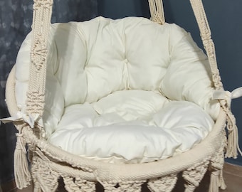 Hamaca de macramé hecha a mano, decoración bohemia